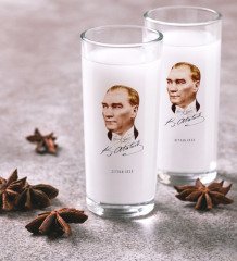 Kişiye Özel Renkli Baskılı Atatürk Temalı İkili Rakı Bardağı Seti-15