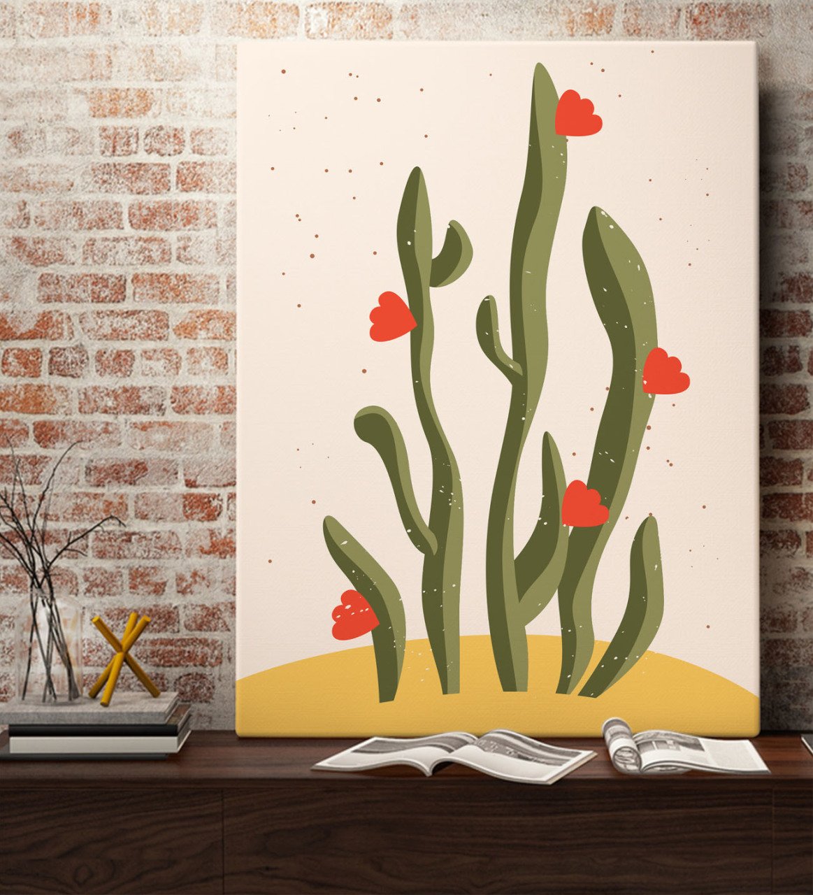 BK Gift Kaktüs Tasarımlı Kanvas Tablo 70x100cm-22