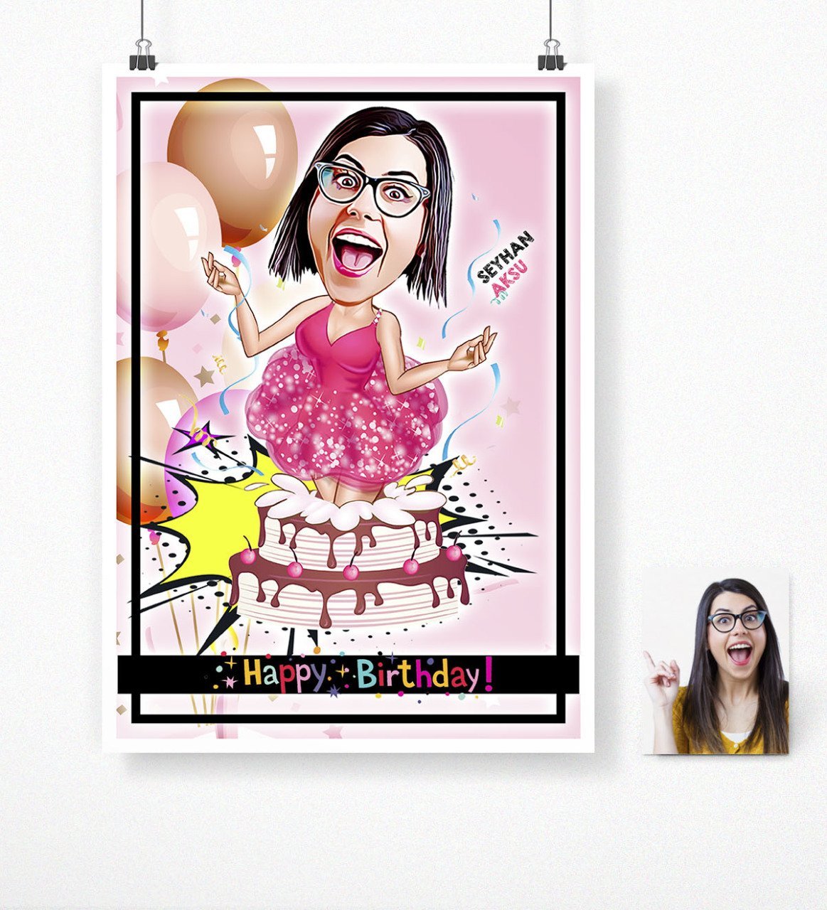 Kişiye Özel Doğum Günü Karikatür Afiş Poster (50 x 70 cm.) 4