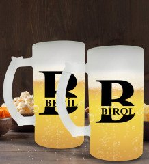 Kişiye Özel İsimli 2’li Buzlu Cam Bira Bardağı 50cl-31