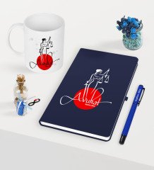 Kişiye Özel Avukat Temalı Lacivert Defter Kalem Kupa Seti - 11