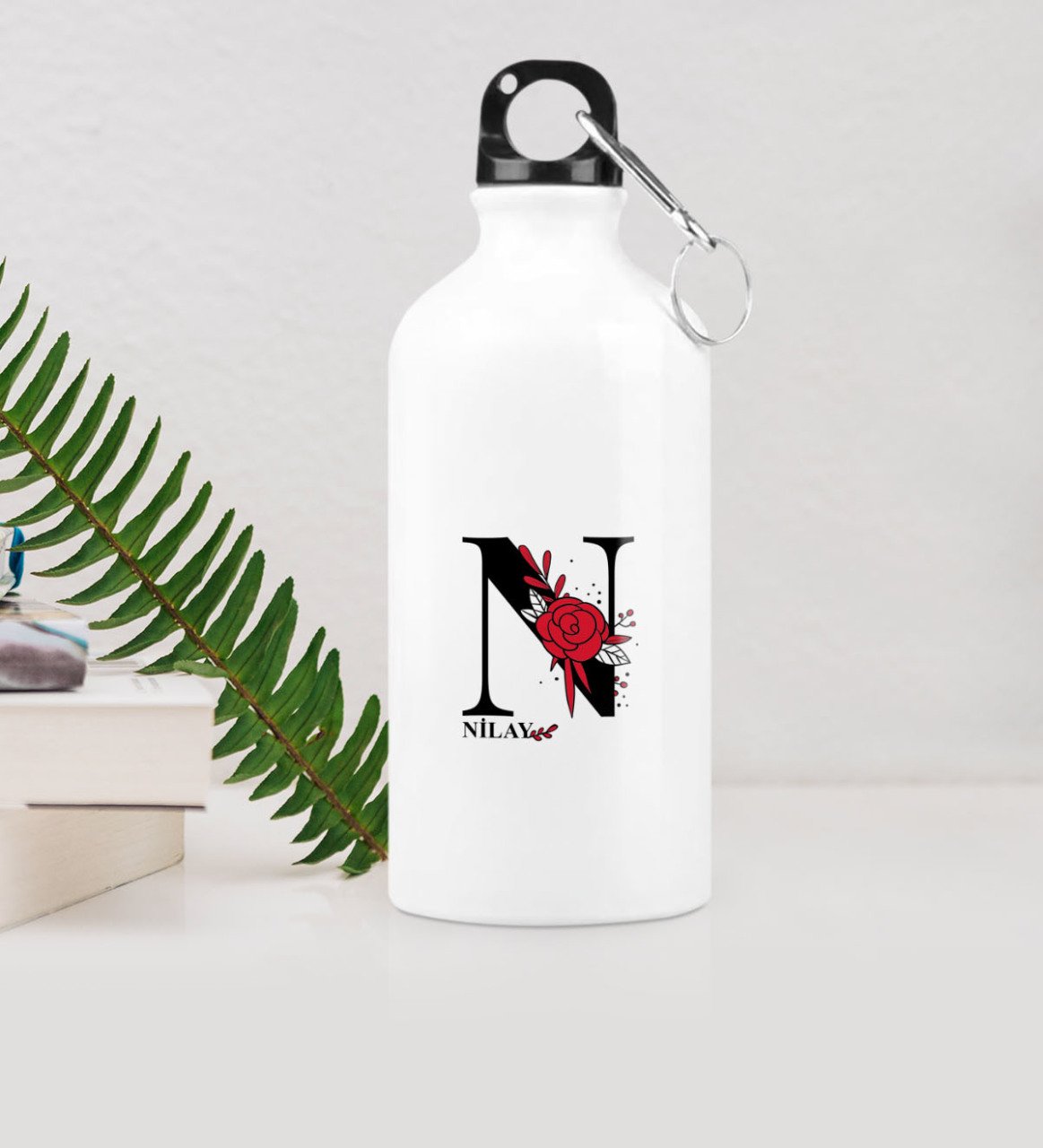 Kişiye Özel N Baş Harf ve İsimli Metal Suluk (500 ml.)