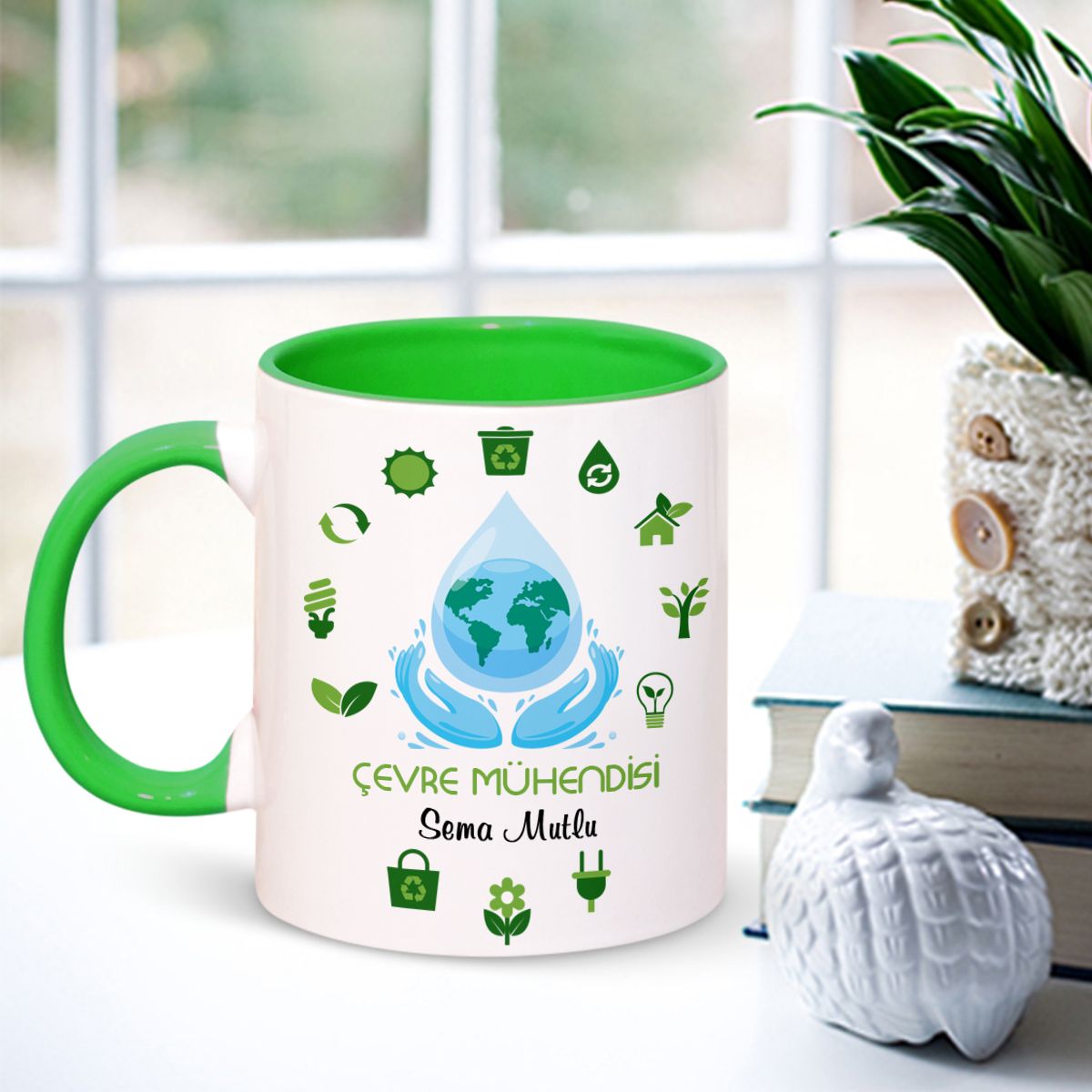 Kişiye Özel Mesleki Çevre Mühendisi Yeşil Kupa Bardak