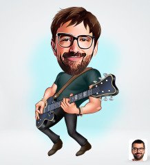 Kişiye Özel Erkek Gitarist Tasarımlı Dijital Karikatür-1