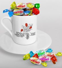 Kişiye Özel En İyi Öğretmen Türk Kahvesi Fincanı ve Haribo Şeker Hediye Seti-7