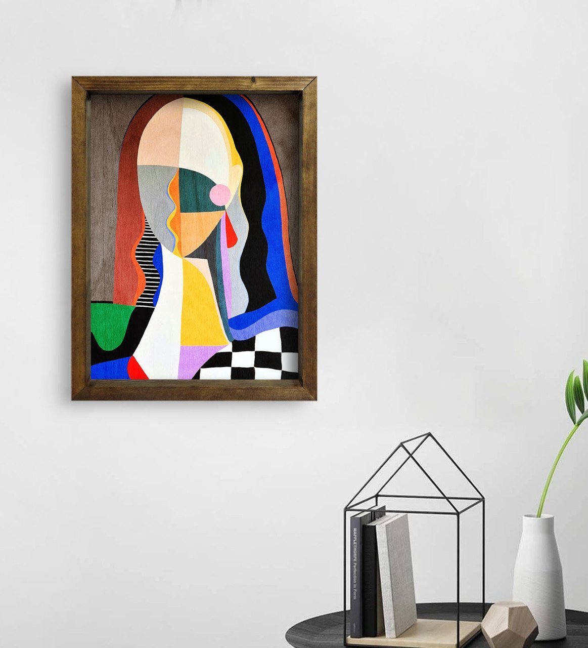 BK Home Dear Mona Tasarımlı Doğal Masif Ahşap Çerçeveli Tablo 45x65cm-1