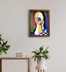 BK Home Dear Mona Tasarımlı Doğal Masif Ahşap Çerçeveli Tablo 45x65cm-1