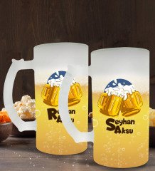 Kişiye Özel İsimli 2’li Buzlu Cam Bira Bardağı 50cl-100