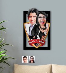 Kişiye Özel İsimli Sevgililer Karikatürlü 3D Ahşap Tablo-6