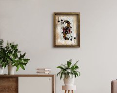 BK Home İskambil Tasarımlı Doğal Masif Ahşap Çerçeveli Tablo 45x65cm-3