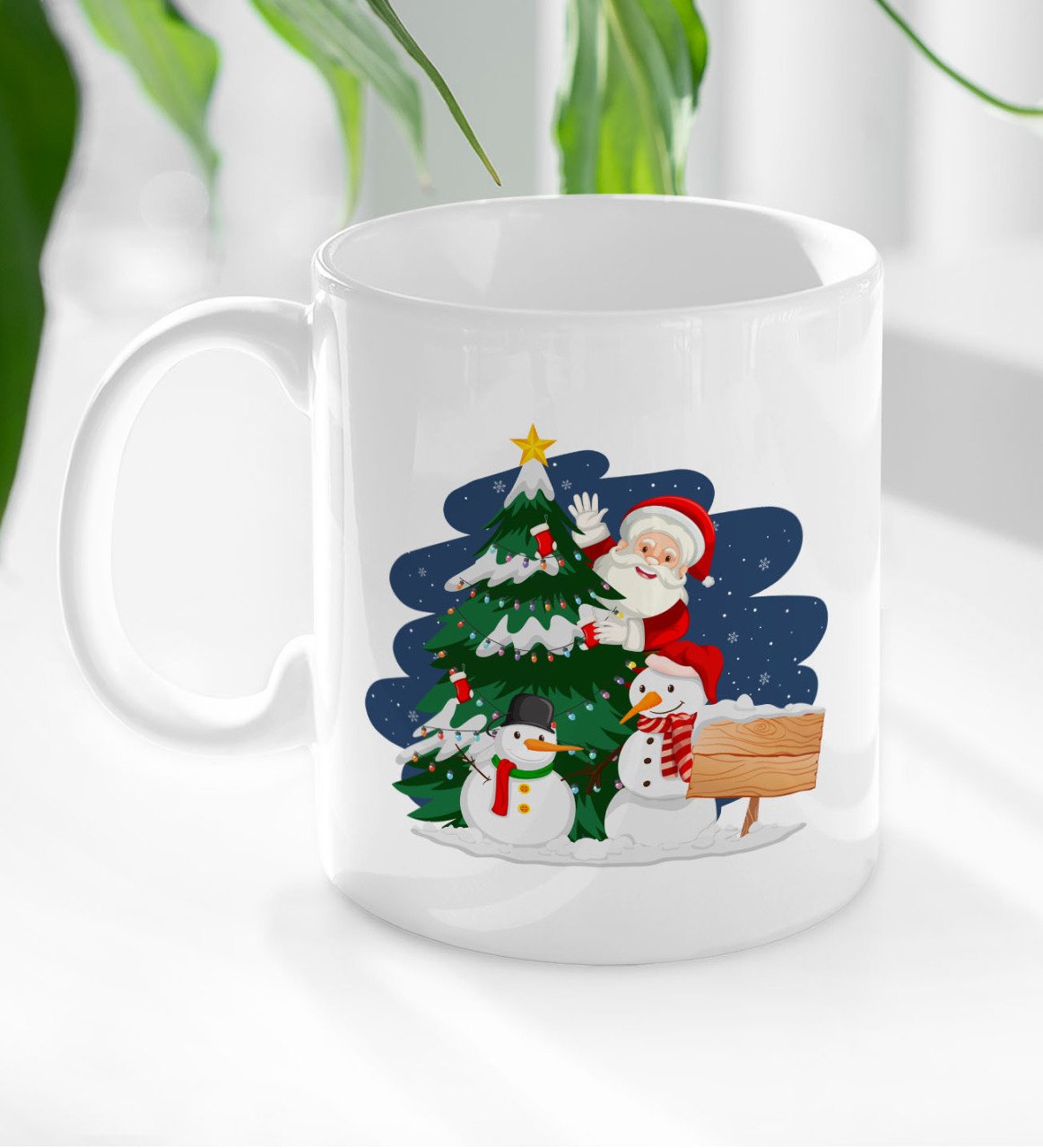 BK Gift Yılbaşı Tasarımlı Beyaz Kupa Bardak-1