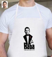 Kişiye Özel Godfather Baba Silüet Tasarımlı Beyaz Mutfak Önlüğü-3