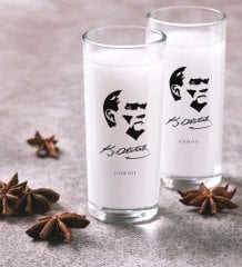 Kişiye Özel Renkli Baskılı Atatürk Temalı İkili Rakı Bardağı Seti-24