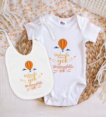 BK Kids Uykuyla Aram Yok Tasarımlı Beyaz Bebek Body Zıbın ve Mama Önlüğü Hediye Seti-1