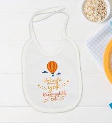 BK Kids Uykuyla Aram Yok Tasarımlı Beyaz Bebek Body Zıbın ve Mama Önlüğü Hediye Seti-1