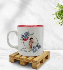 Kişiye Özel İsimli Fotoğraflı İçi Kırmızı Renkli Kupa Bardak Model 34