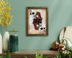 BK Home İskambil Tasarımlı Doğal Masif Ahşap Çerçeveli Tablo 45x65cm-2