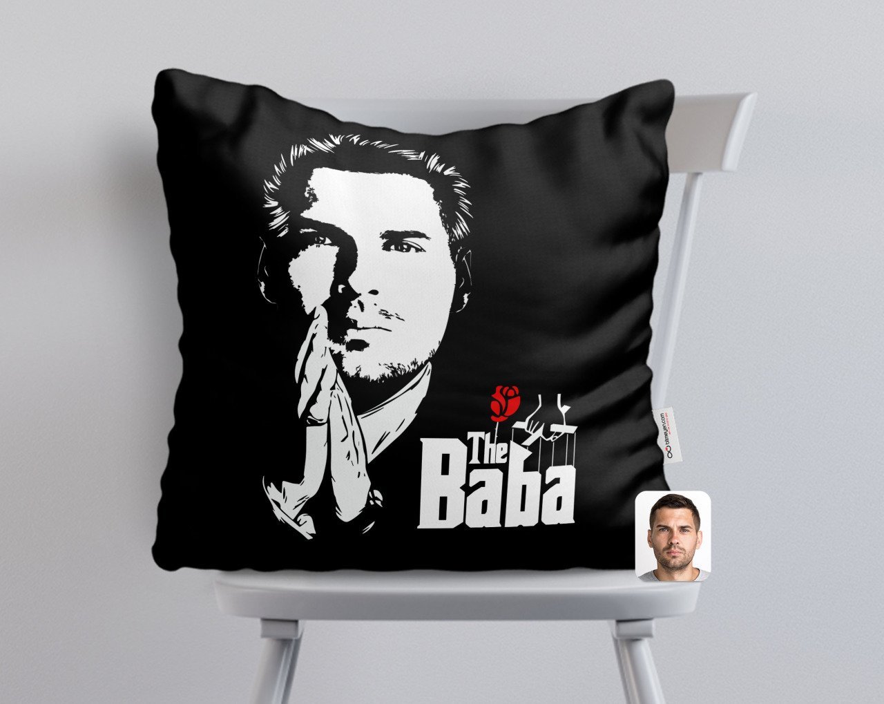 Kişiye Özel Godfather Baba Tasarımlı Beyaz Yastık-1