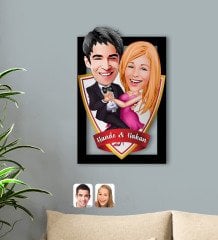 Kişiye Özel İsimli Sevgililer Karikatürlü 3D Ahşap Tablo-13