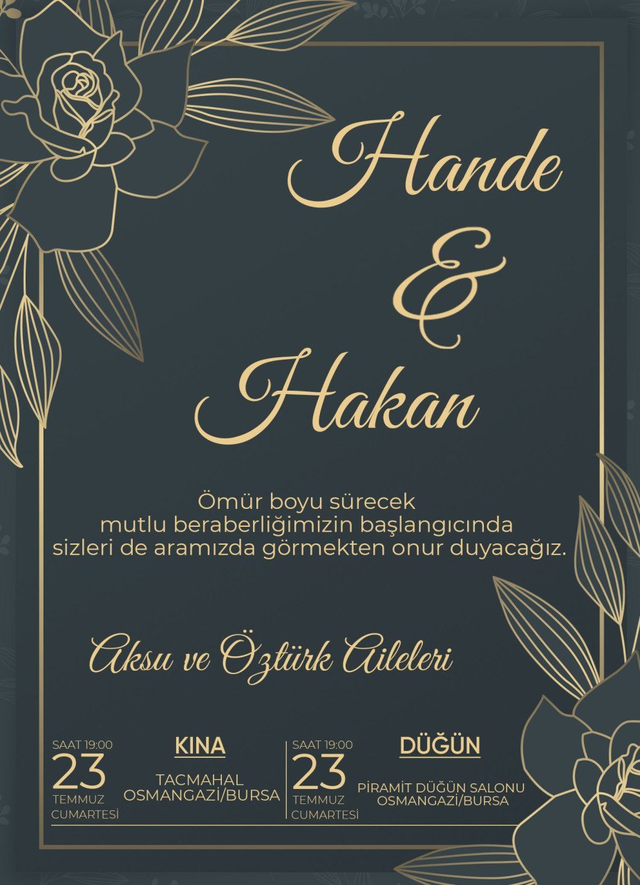 Kişiye Özel Klasik Bitmeyen Düğün Davetiyesi Model 45