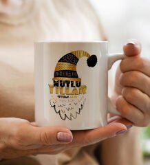 Yılbaşı Hediyesi BK Gift Kişiye Özel Yeni Yıl Tasarımlı Beyaz Kupa Bardak ve El Yapımı Kardan Adam Kokulu Mum Hediye Seti-6, Sevgiliye, Arkadaşa Hediye