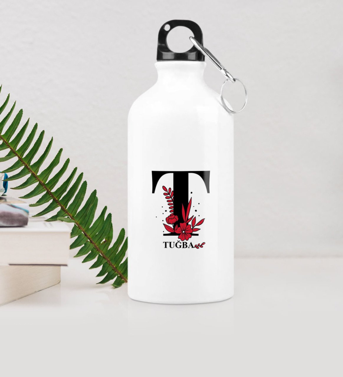 Kişiye Özel T Baş Harf ve İsimli Metal Suluk (500 ml.)