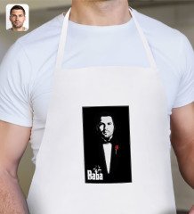 Kişiye Özel Godfather Baba Silüet Tasarımlı Beyaz Mutfak Önlüğü-8