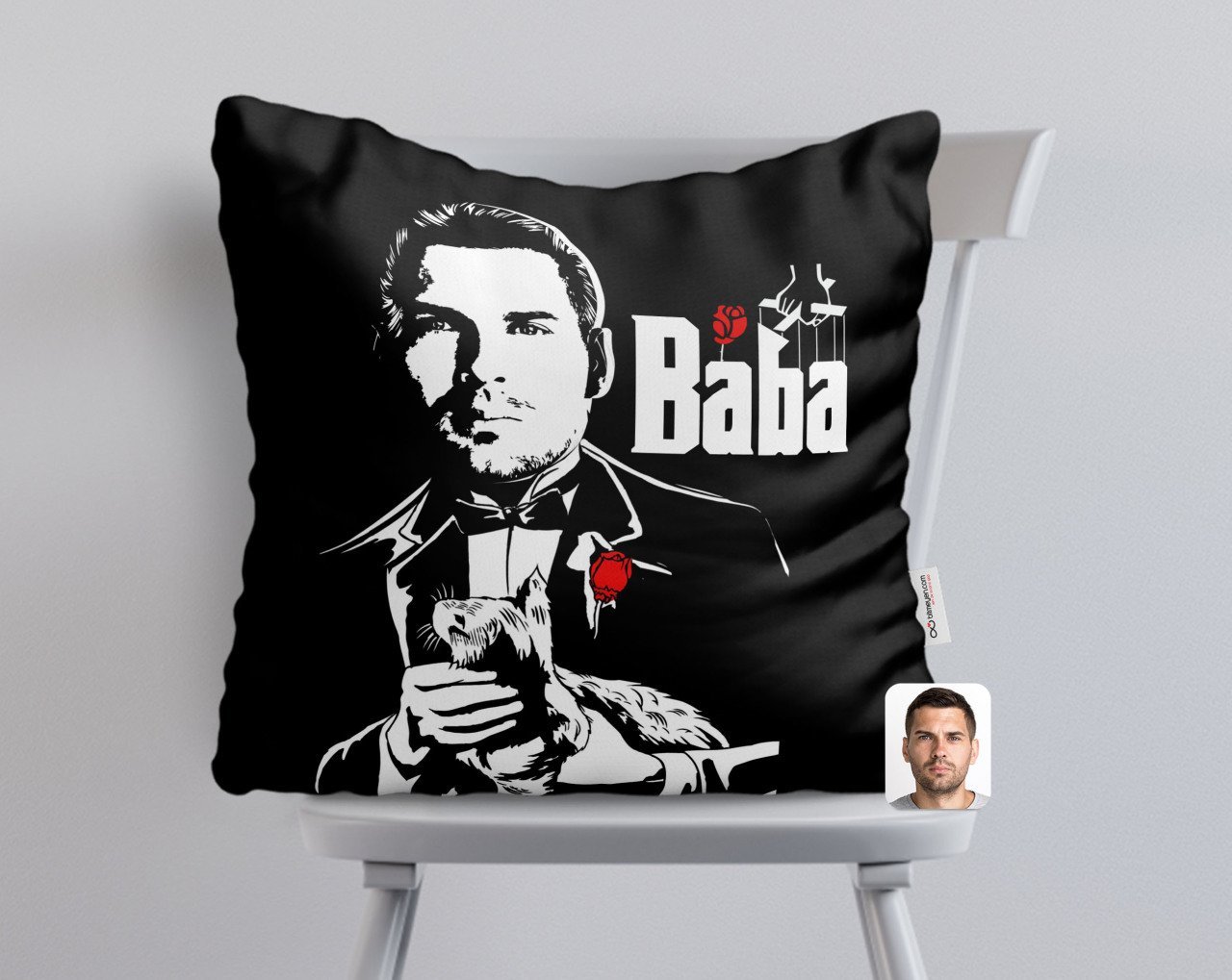 Kişiye Özel Godfather Baba Tasarımlı Beyaz Yastık-2