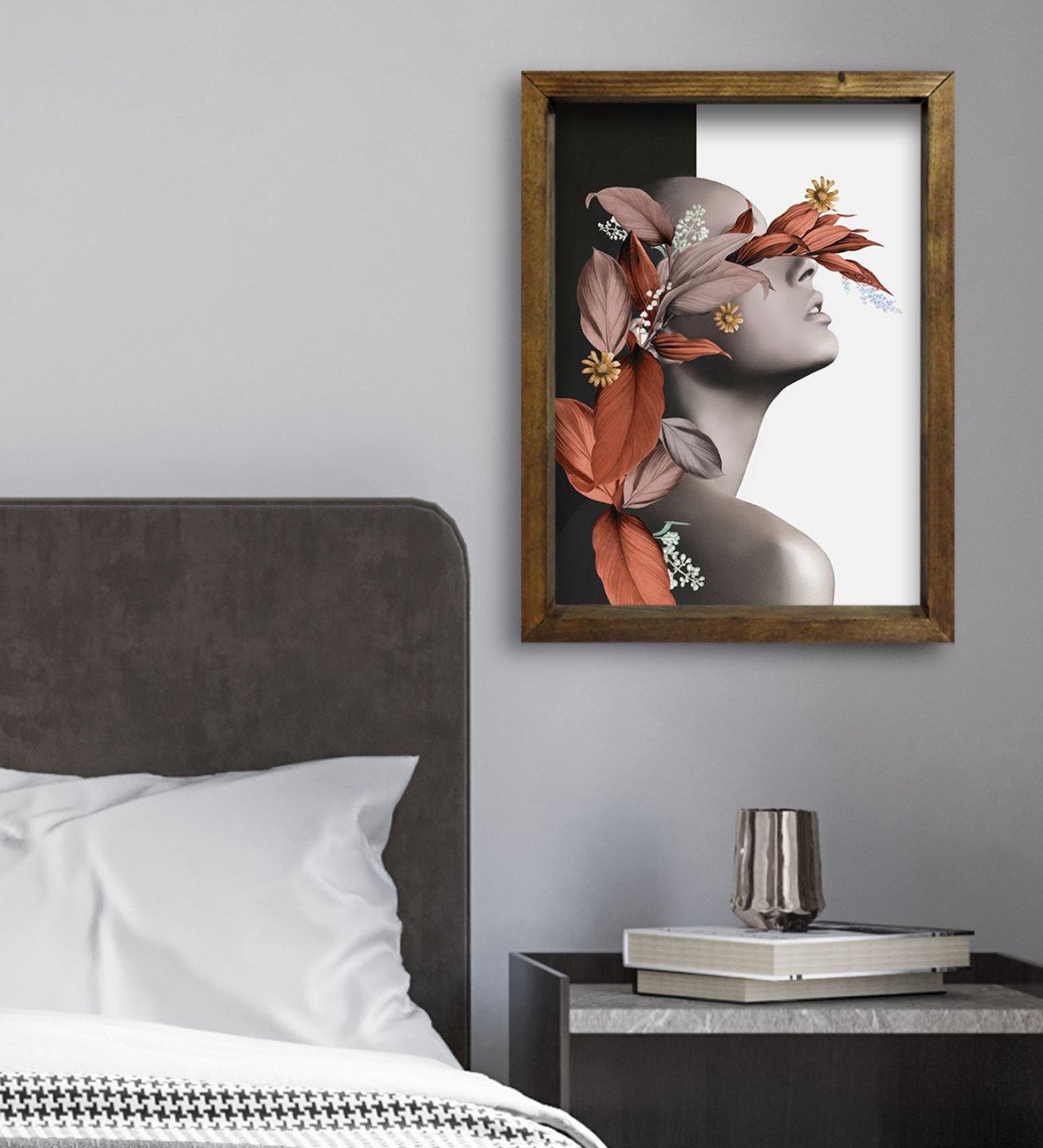 BK Gift Yatak Odası Konseptli Doğal Masif Ahşap Çerçeveli Tablo 45x65cm-83