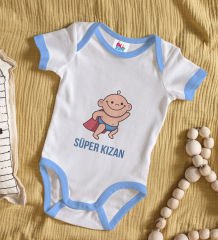 BK Kids Süper Kızan Tasarımlı Mavi Bebek Body Zıbın-1