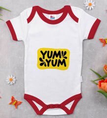 BK Kids Yum Yum Tasarımlı Kırmızı Bebek Body Zıbın-1