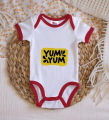 BK Kids Yum Yum Tasarımlı Kırmızı Bebek Body Zıbın-1