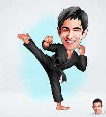 Kişiye Özel Erkek Karateci Tasarımlı Dijital Karikatür-1
