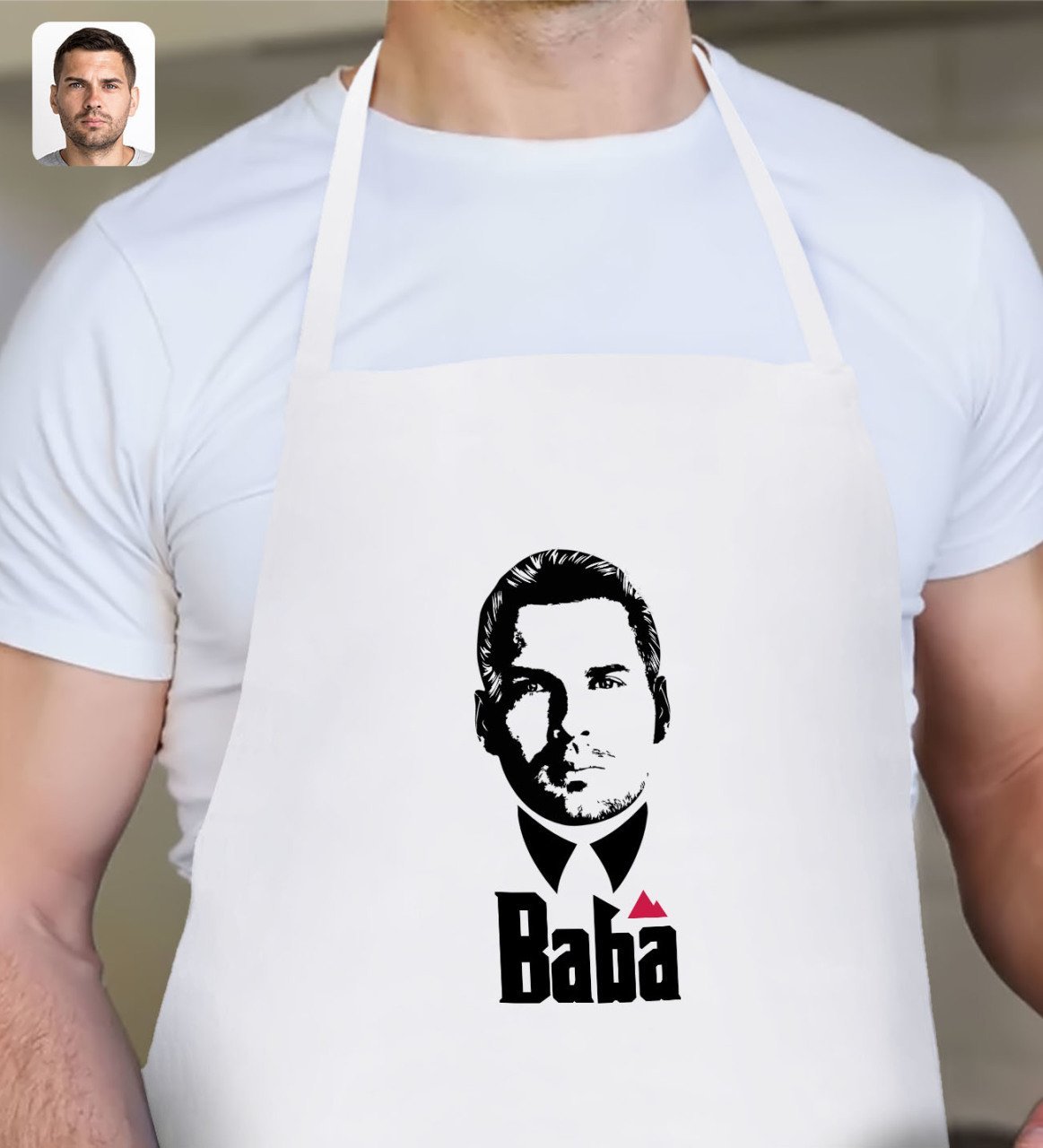 Kişiye Özel Godfather Baba Silüet Tasarımlı Beyaz Mutfak Önlüğü-13