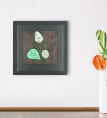 BK Gift Minimal Çiçekler Tasarımlı Ahşap Çerçeveli Taş Duvar Dekoru-1