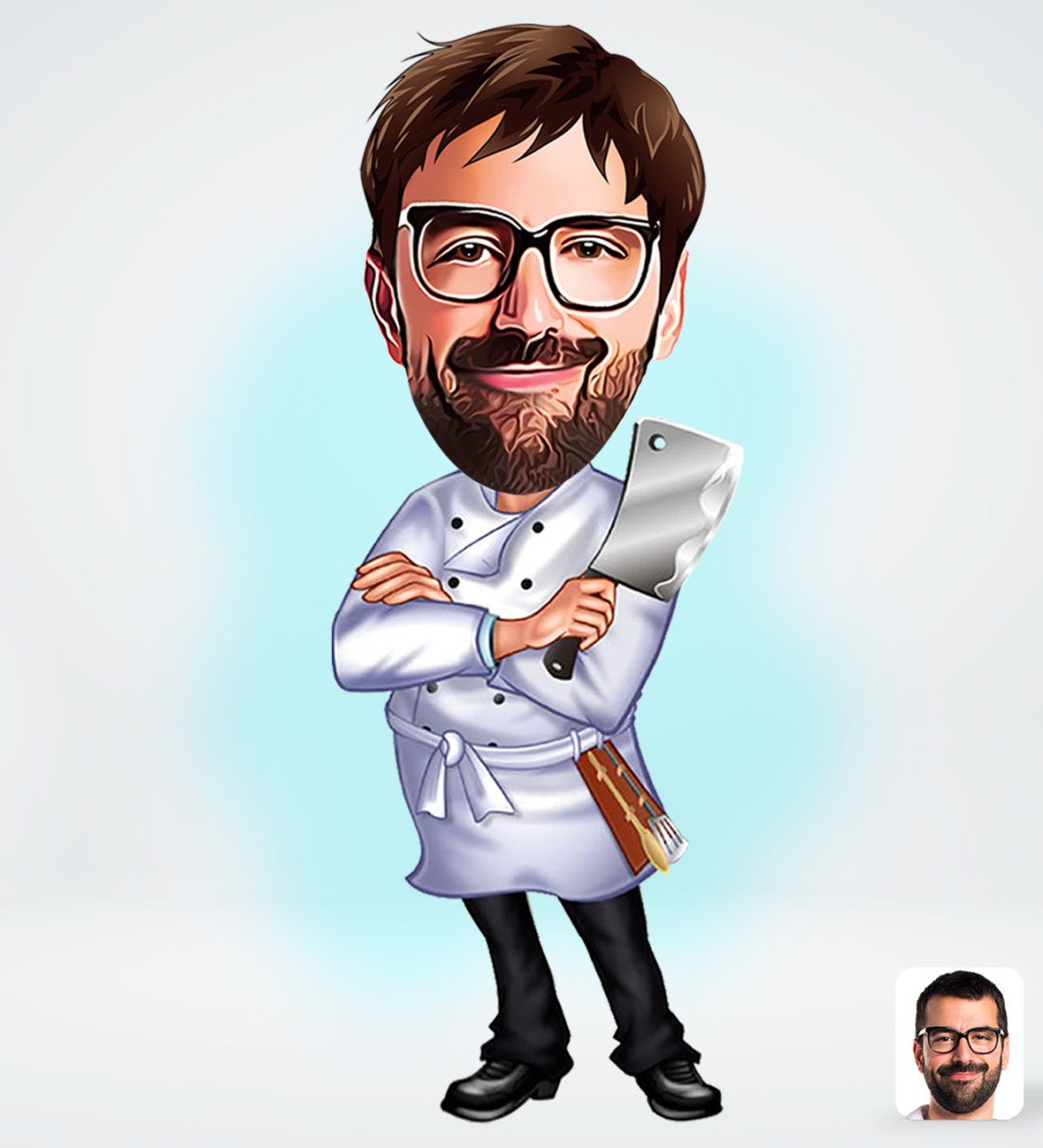 Kişiye Özel Erkek Kasap Tasarımlı Dijital Karikatür-1