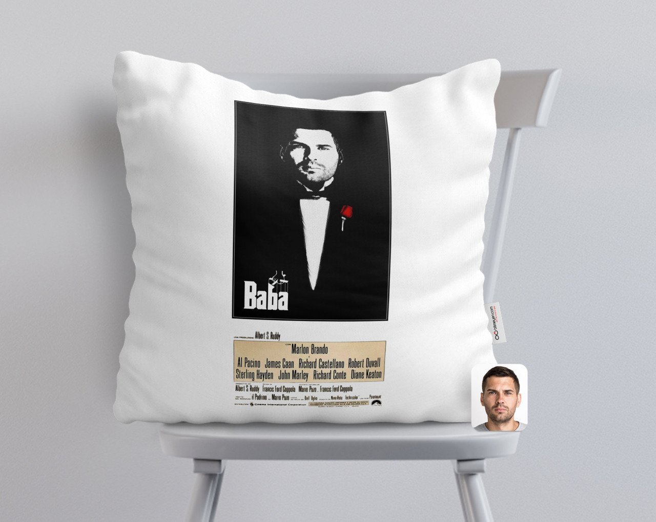 Kişiye Özel Godfather Baba Tasarımlı Beyaz Yastık-5