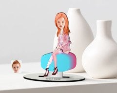 Kişiye Özel Kadın Karikatürlü Ahşap Biblo Model-32
