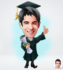 Kişiye Özel Erkek Mezun Tasarımlı Dijital Karikatür-1