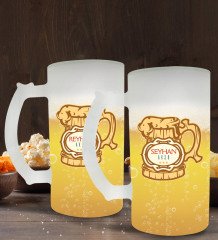 Kişiye Özel İsimli 2’li Buzlu Cam Bira Bardağı 50cl-108