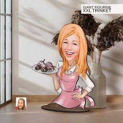 BK Gift Kişiye Özel Ev Hanımı Karikatürlü Büyük Boy Ahşap Biblo-4 Arkadaşa Hediye , Sevgiliye Hediye, Kişiye Özel Biblolar