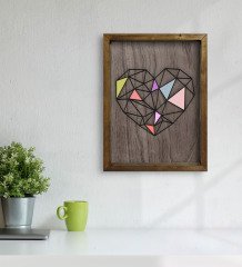 BK Home Kalp Tasarımlı Doğal Masif Ahşap Çerçeveli Tablo 45x65cm-1