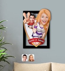 Kişiye Özel İsimli Sevgililer Karikatürlü 3D Ahşap Tablo-30