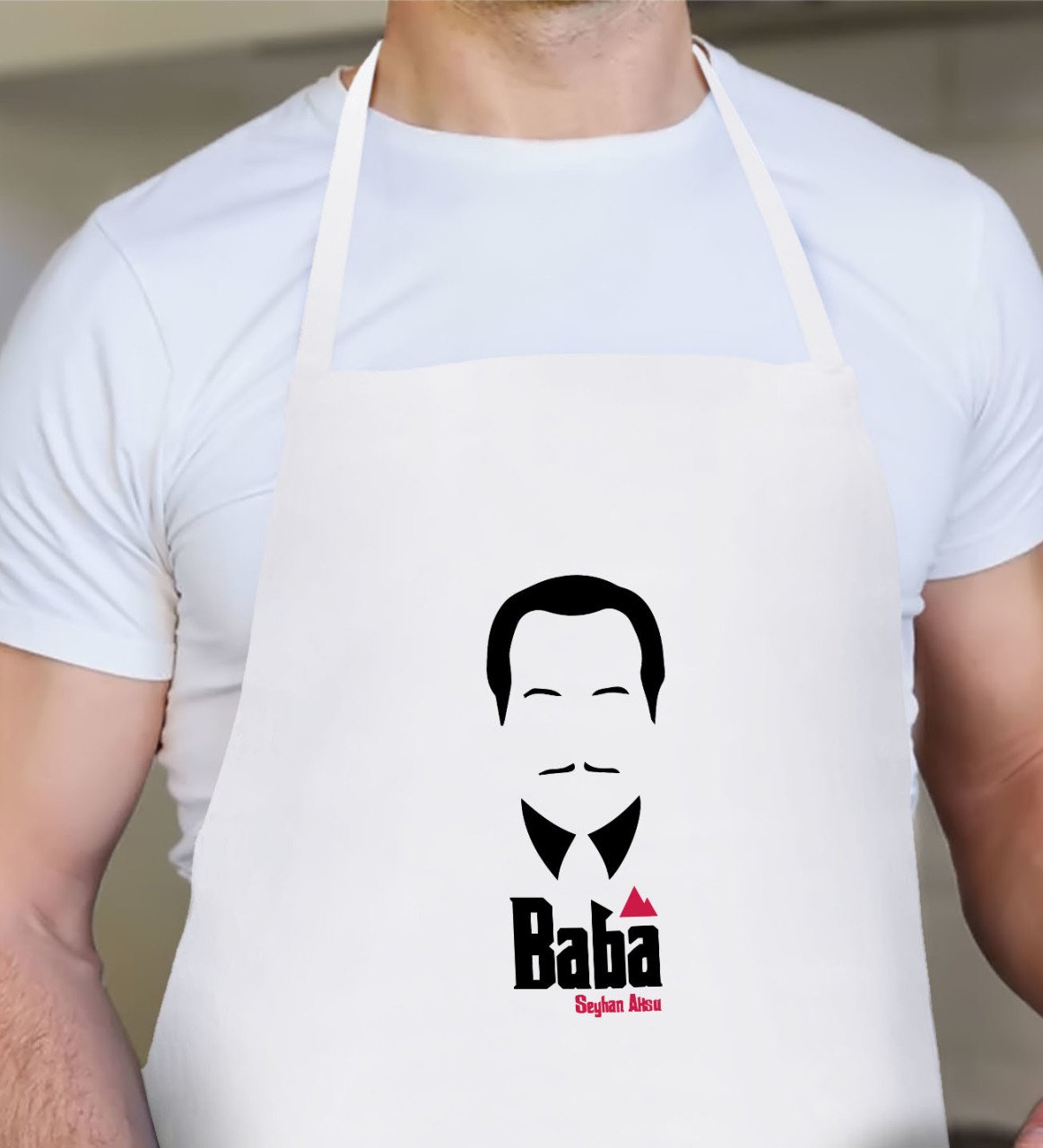 Kişiye Özel Godfather Baba Tasarımlı Beyaz Mutfak Önlüğü-12