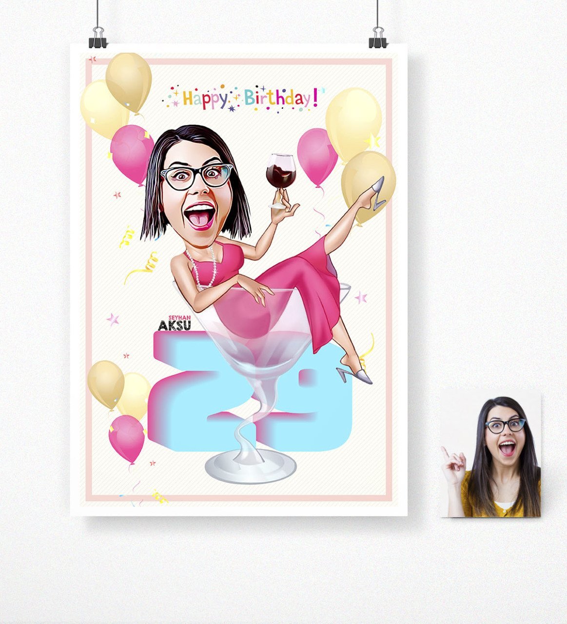 Kişiye Özel Doğum Günü Karikatür Afiş Poster (50 x 70 cm.) 12