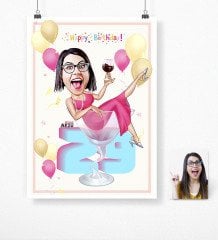 Kişiye Özel Doğum Günü Karikatür Afiş Poster (50 x 70 cm.) 12