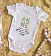 BK Kids İsimli Anne Tasarımlı Bebek Body Zıbın - Model 4, Anneler Günü Hediyesi, Yeni Doğan Hediyesi