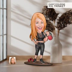 BK Gift Kişiye Özel Fitness Karikatürlü Büyük Boy Ahşap Biblo-1 Arkadaşa Hediye , Sevgiliye Hediye, Kişiye Özel Biblolar