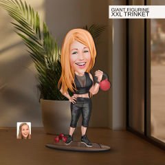 BK Gift Kişiye Özel Fitness Karikatürlü Büyük Boy Ahşap Biblo-1 Arkadaşa Hediye , Sevgiliye Hediye, Kişiye Özel Biblolar