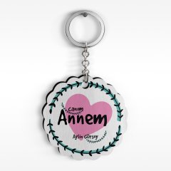 Kişiye Özel Canım Annem Tasarımlı Ahşap Anahtarlık - 10
